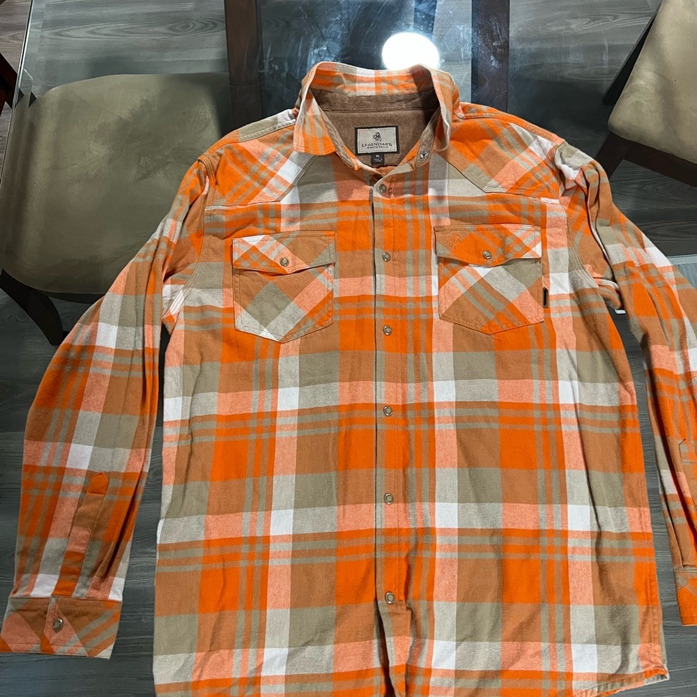 Legendary Whitetails Orange and Tan Checkered Shirt